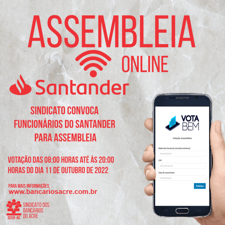 Leia mais sobre o artigo Assembleia nacional dos bancários do Santander acontece nesta terça (11)