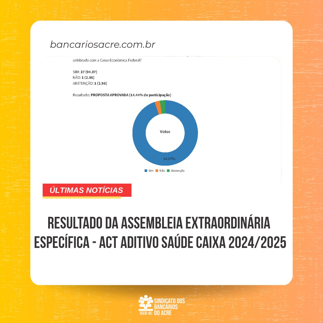 Você está visualizando atualmente Resultado da Assembleia Extraordinária Específica – ACT Aditivo Saúde Caixa 2024/2025