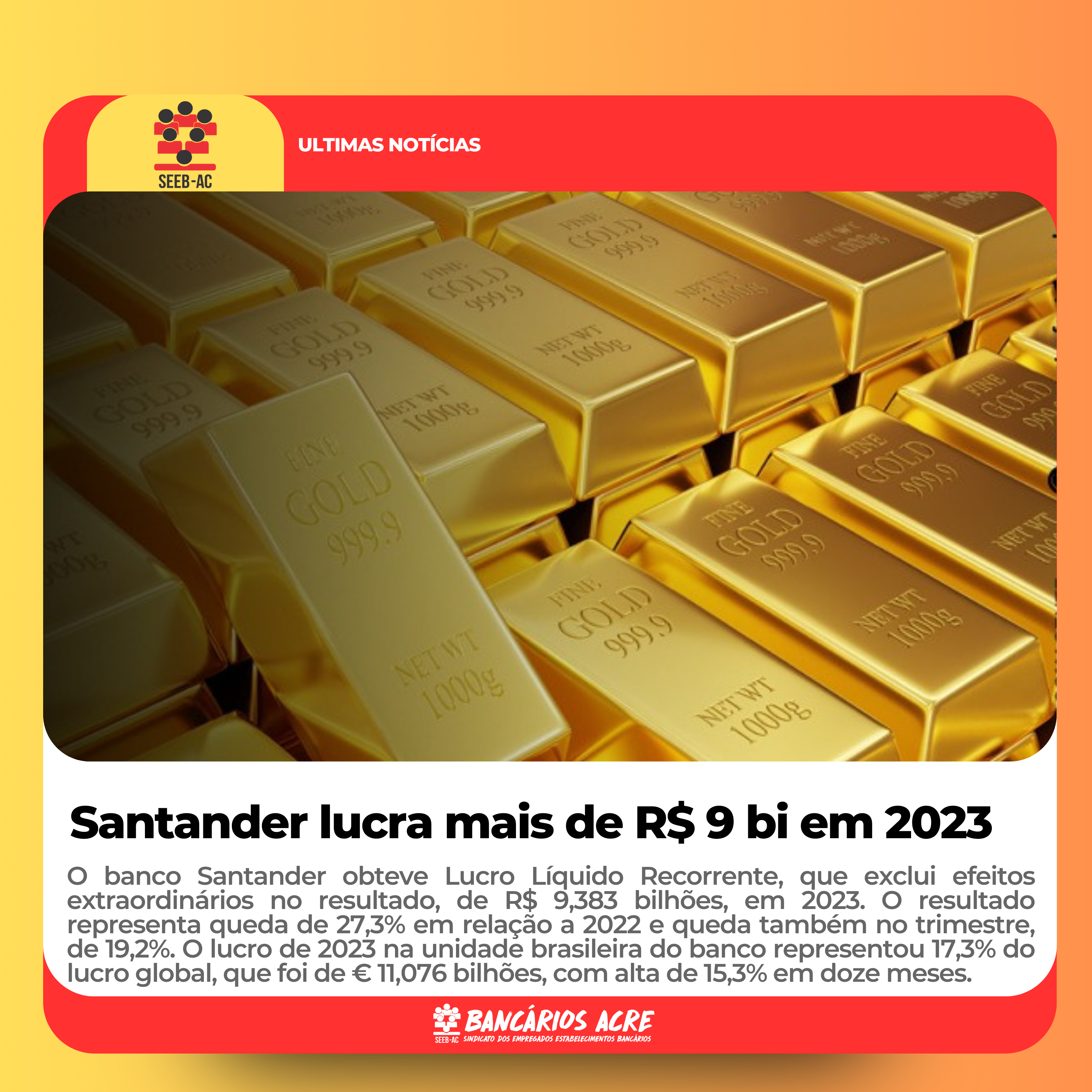 Você está visualizando atualmente Santander lucra mais de R$ 9 bi em 2023