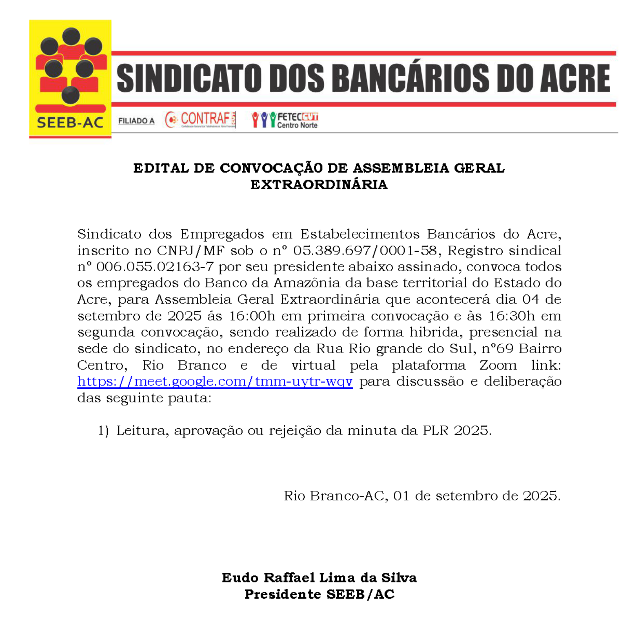 Leia mais sobre o artigo EDITAL DE CONVOCAÇÃ0 DE ASSEMBLEIA GERAL EXTRAORDINÁRIA