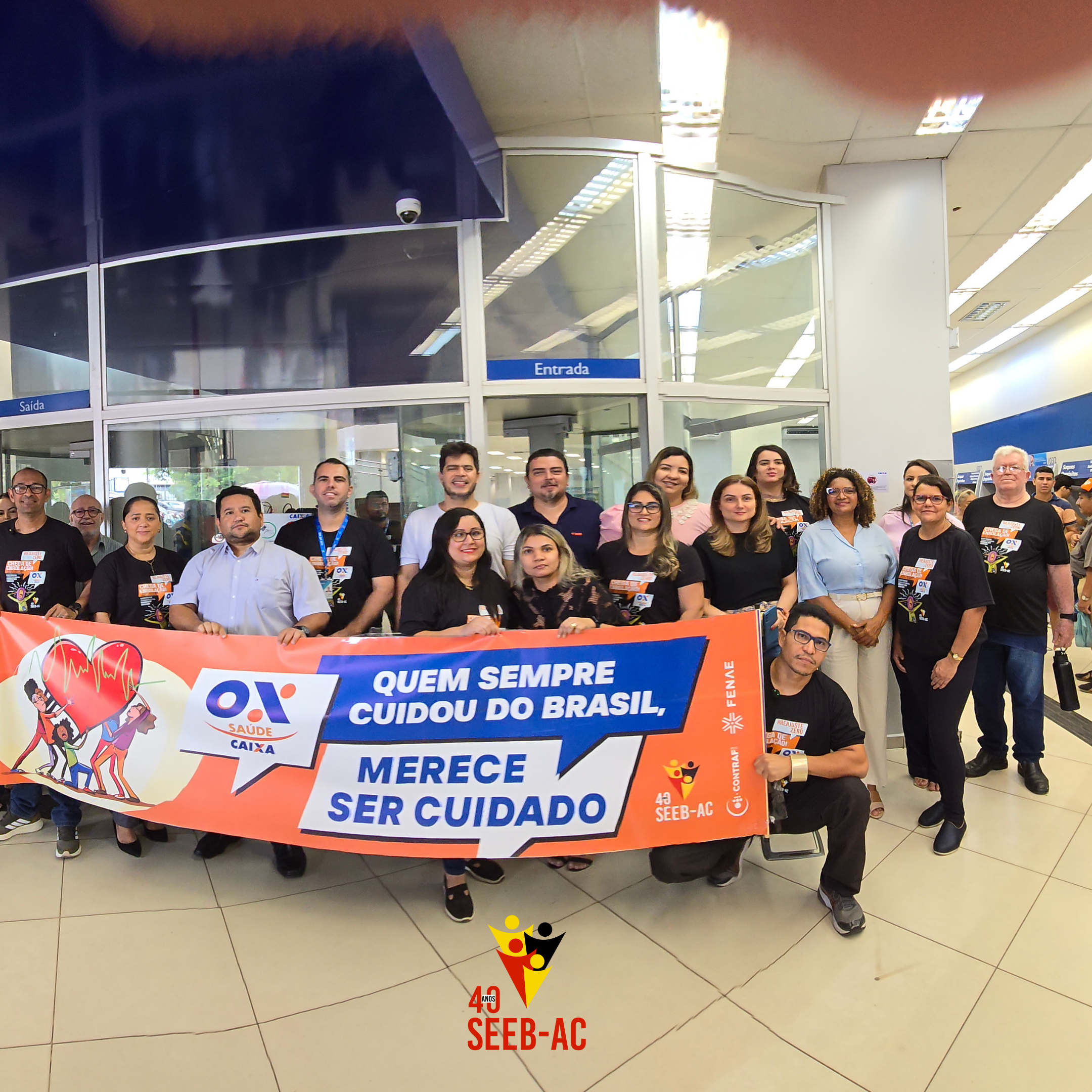 Leia mais sobre o artigo Bancários realizam ato em defesa do Saúde Caixa e retardam abertura de agências no Acre