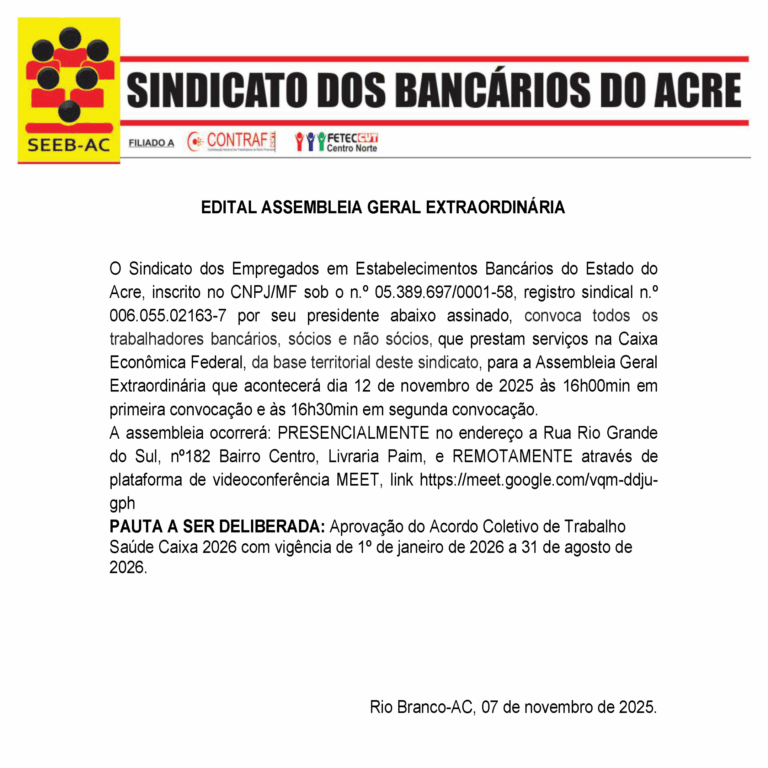 Leia mais sobre o artigo EDITAL ASSEMBLEIA GERAL EXTRAORDINÁRIA