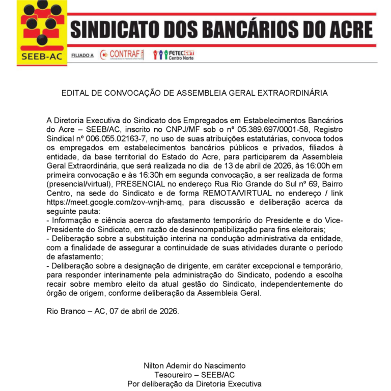 Leia mais sobre o artigo EDITAL DE CONVOCAÇÃO DE ASSEMBLEIA GERAL EXTRAORDINÁRIA