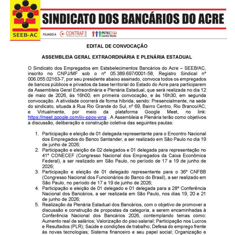 Leia mais sobre o artigo EDITAL DE CONVOCAÇÃO