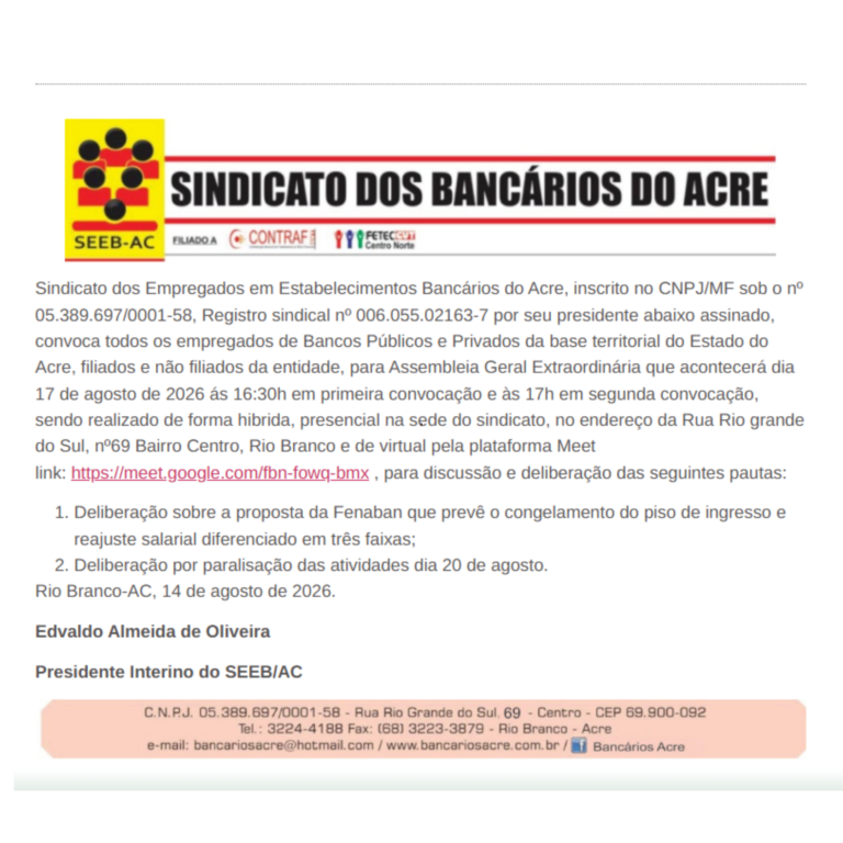 Leia mais sobre o artigo Edital de Convocação de Assembleia Geral Extraordinária