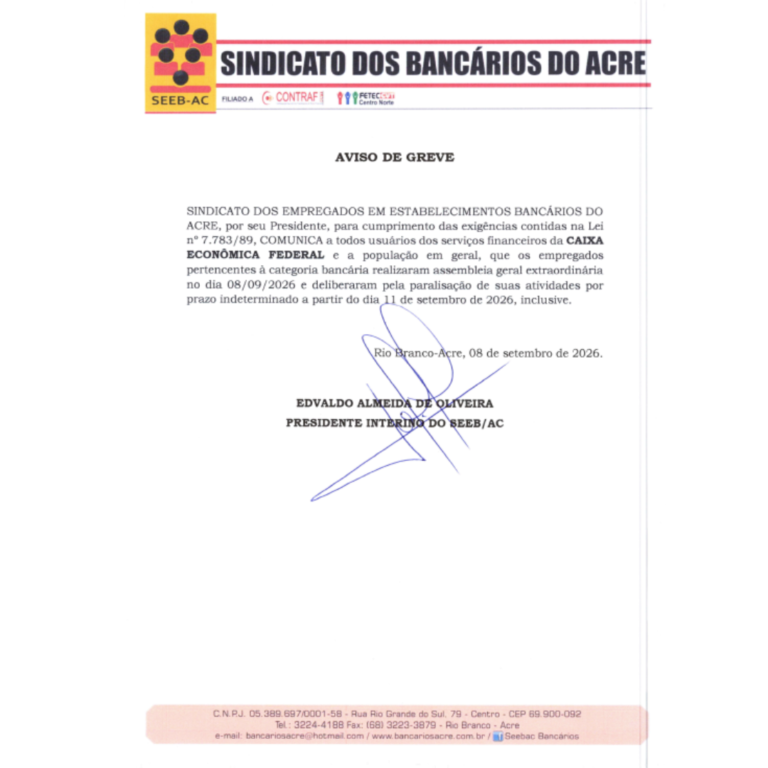 Leia mais sobre o artigo AVISO DE GREVE